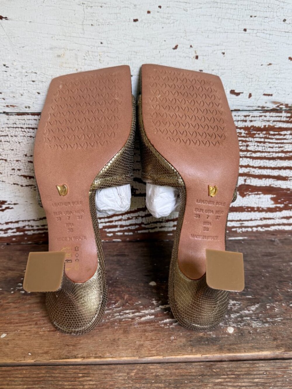 Anthropologie Vicenza Metallic Square Toe Mules  7 - Picture 8 of 11